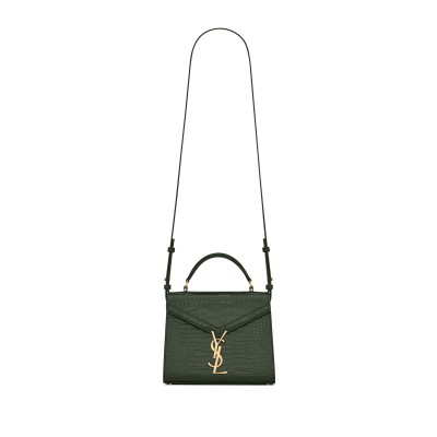 YSL CASSANDRA MINI TOP HANDLE BAG IN CROCODILE-EMBOSSED SHINY LEATHER 623930DND0J3144 (20*16*7.5cm)